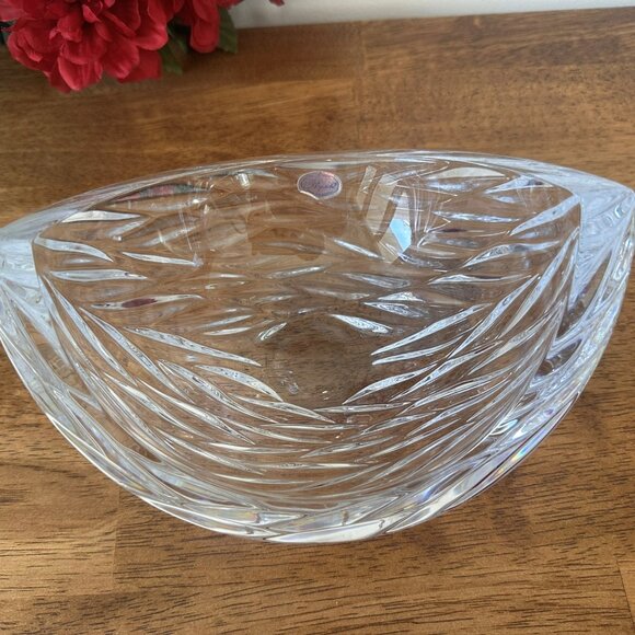 Vintage Rogaska Crystal Art Glass Bowl Hand Cut Slovenia Modern‎ Wavy Design - Picture 3 of 6